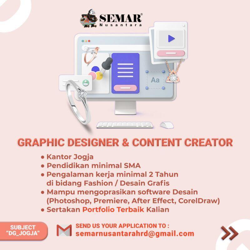 Lowongan Kerja Graphic Desainer Content Creator Jewelry Fotografi