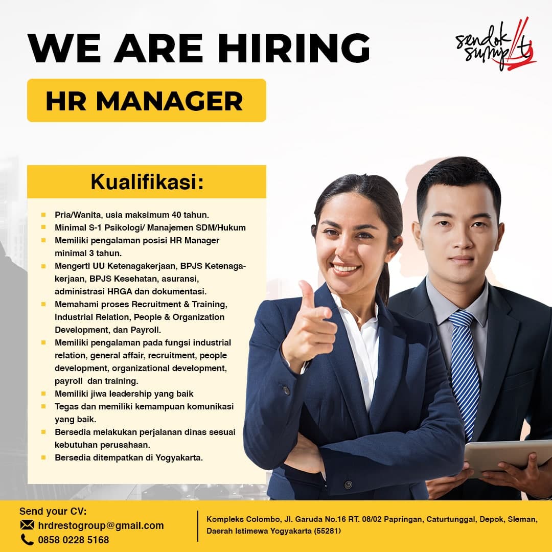 Lowongan Kerja Manager HRD Di Sendok Sumpit Group LokerJogja ID