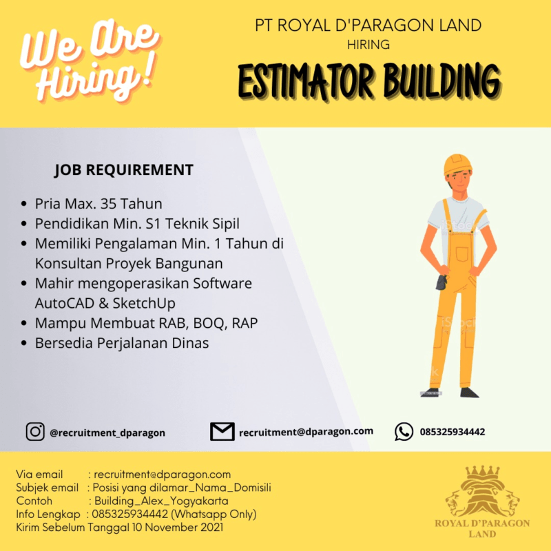 Lowongan Kerja Estimator Building IT Support Web Developer Di PT