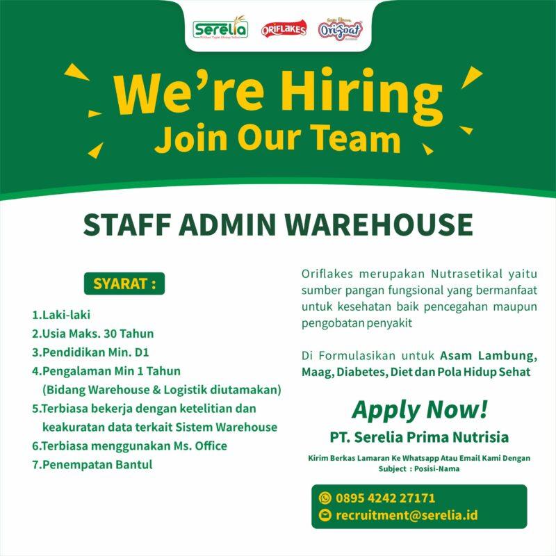 Lowongan Kerja Staff Admin Warehouse Staff Content Creator Staff