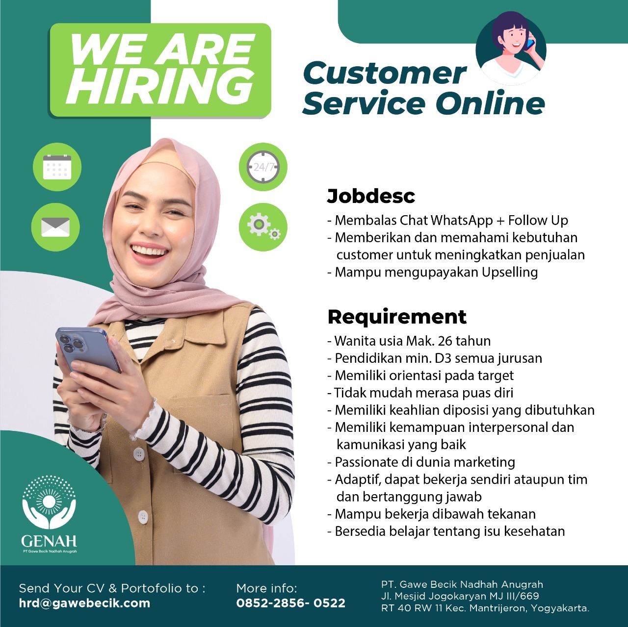 Lowongan Kerja Customer Service Online Di PT Gawe Becik Nadhah Anugrah