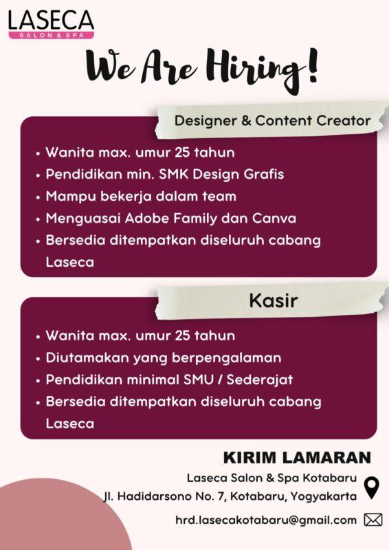 Lowongan Kerja Designer Content Creator Kasir Di Laseca Salon Spa