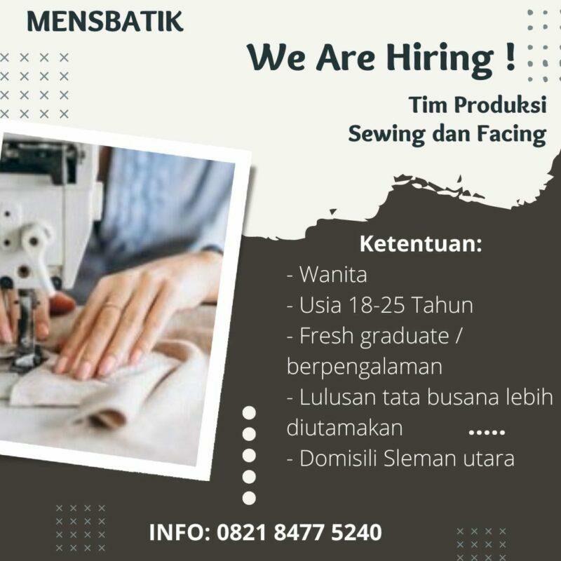 Lowongan Kerja Tim Produksi Sewing Dan Facing Di Mensbatik LokerJogja ID