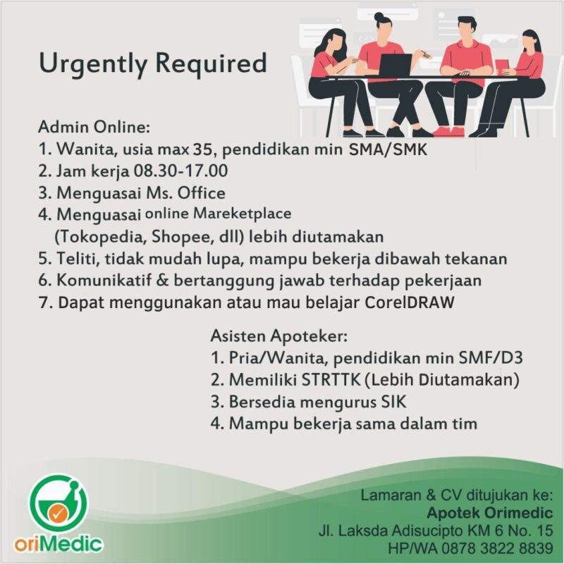 Lowongan Kerja Admin Online Asisten Apoteker Di Orimedic LokerJogja ID