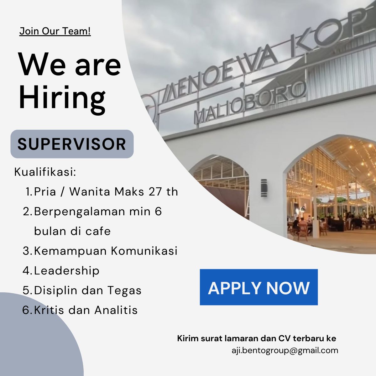 Lowongan Kerja Supervisor Di Menoewa Kopi Malioboro Lokerjogja Id