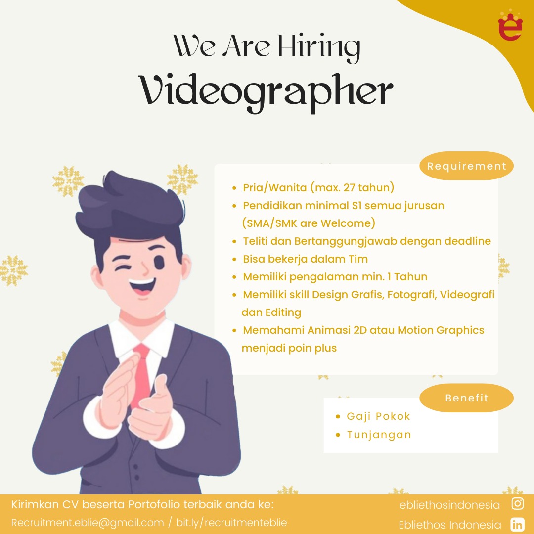 Lowongan Kerja Videografer Social Media Officer Instagram Social