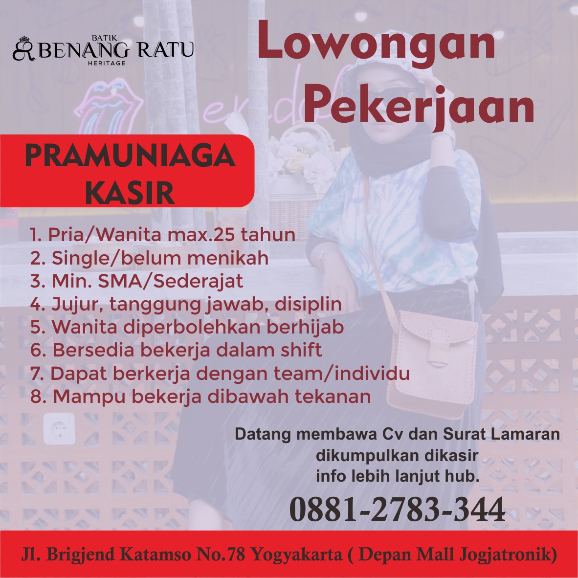 Lowongan Kerja Kasir Pramuniaga Marketing Di Batik Benang Ratu