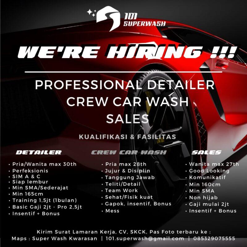 Lowongan Kerja Detailer Crew Car Wash Sales Marketing