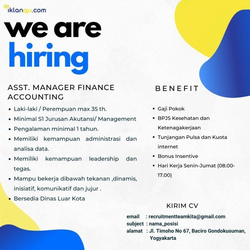 Lowongan Kerja Asst Manager Finance Accounting Di Iklanqu