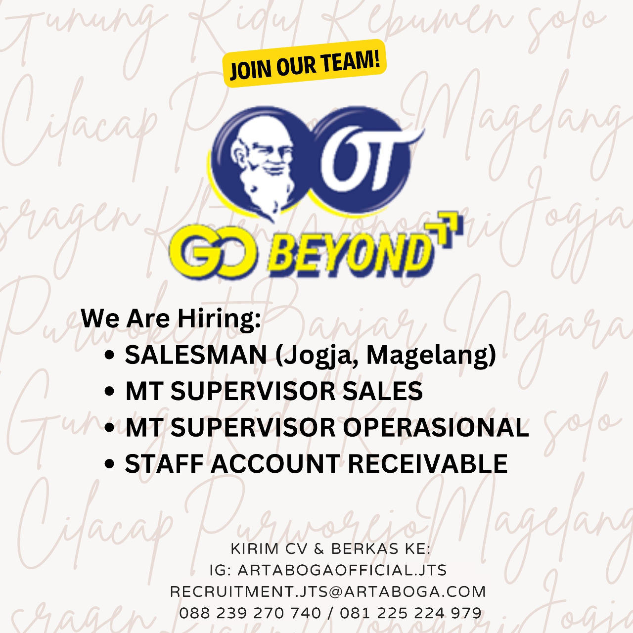 Lowongan Kerja Sales MT Sales Manager MT Supervisor Operasional