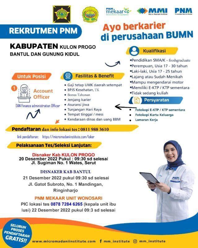 Lowongan Kerja Account Officer Di PT PNM Mekaar LokerJogja ID