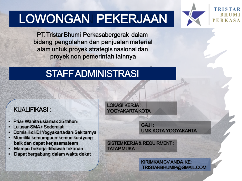 Lowongan Kerja Staff Administrasi Di PT Tristar Bhumi Perkasa