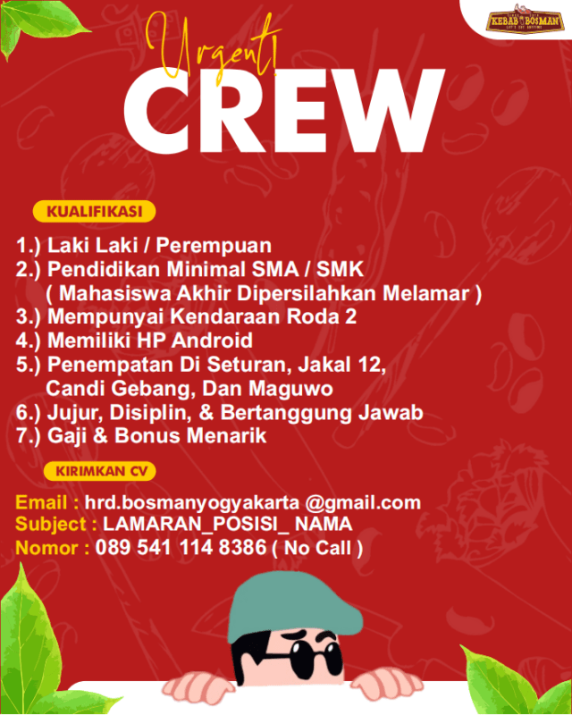 Lowongan Kerja Crew Outlet Di Ud Kebab Bosman Lokerjogja Id