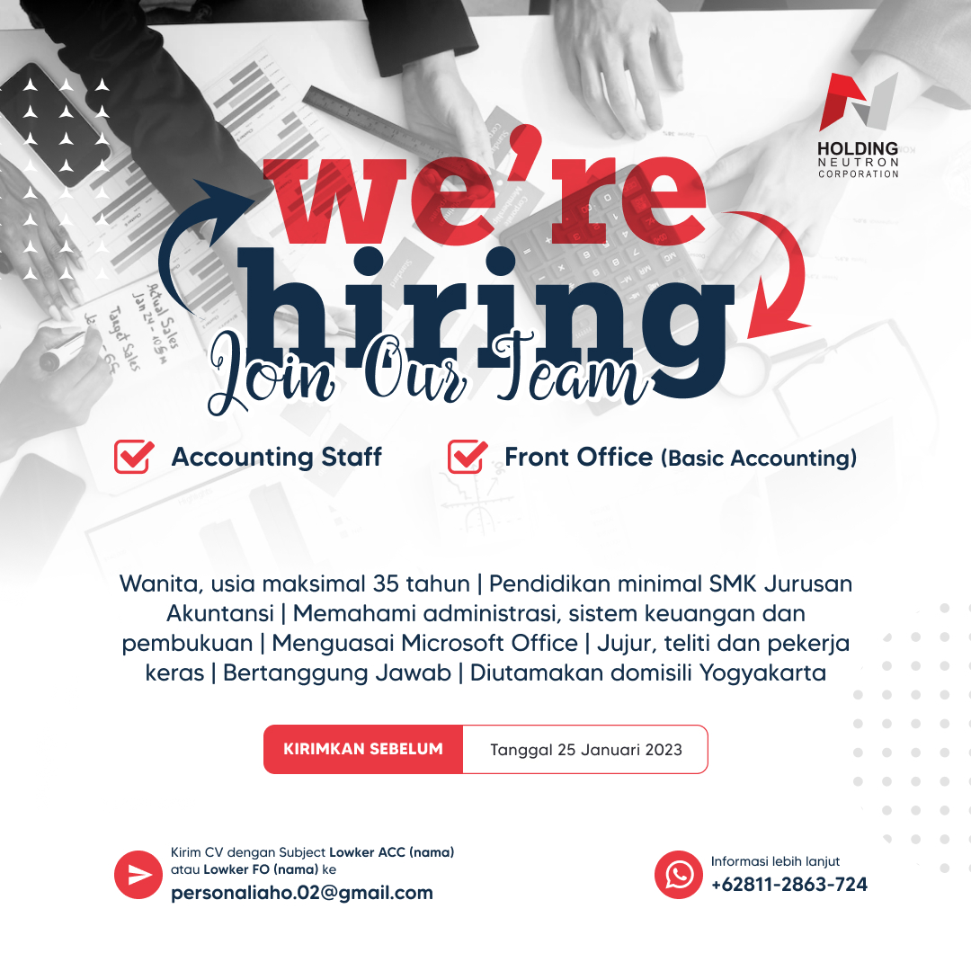 Lowongan Kerja Accounting Staff Front Office Basic Accounting