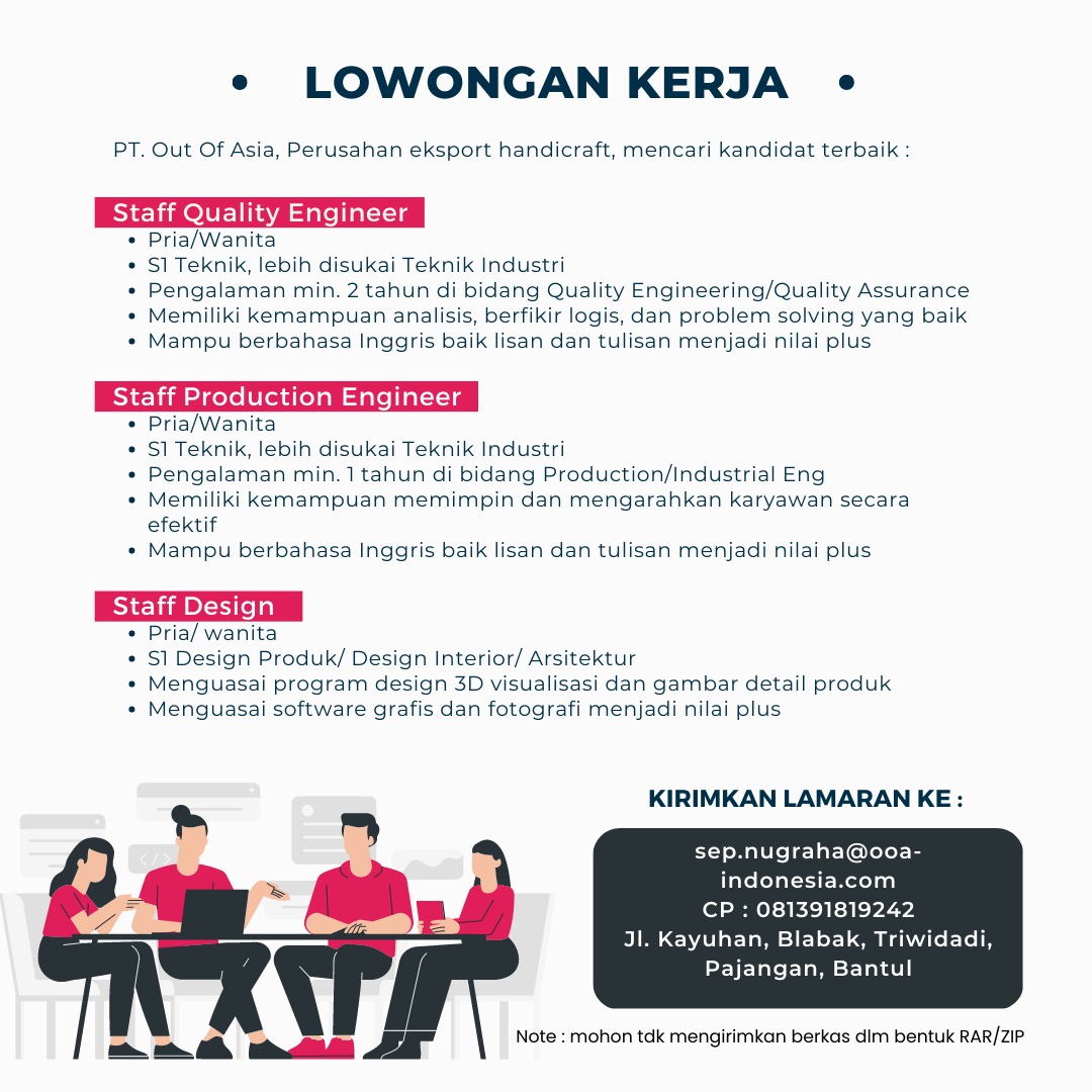 Lowongan Kerja Staff Quality Engineer Staff Production Engineer