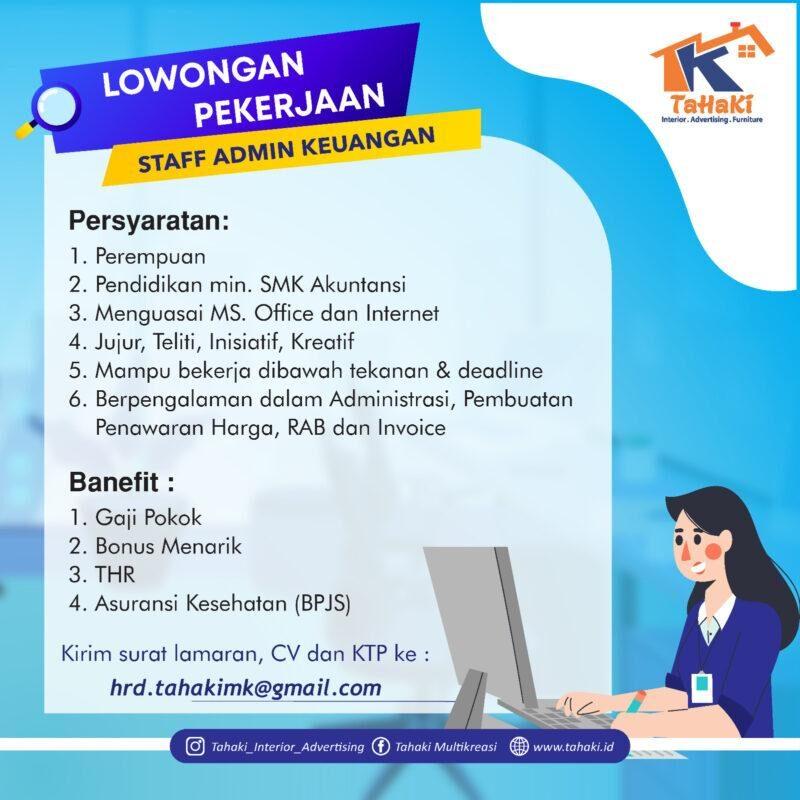 Lowongan Kerja Staff Admin Keuangan Di Tahaki Multikreasi Lokerjogja Id