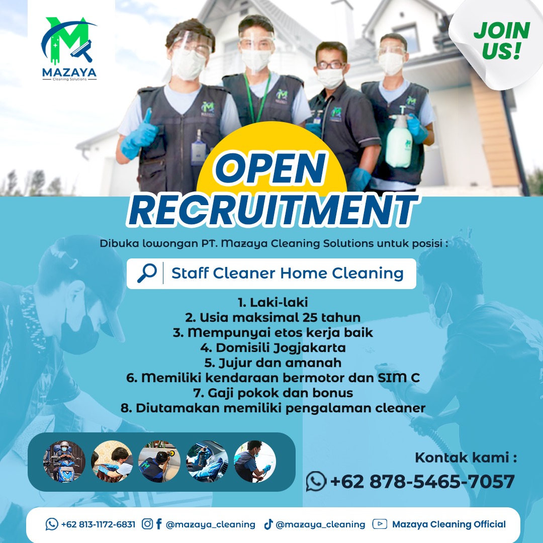 Lowongan Kerja Staff Cleaner Home Cleaning Di Mazaya Cleaning Solution