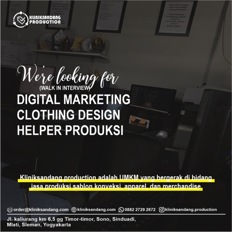 Lowongan Kerja Digital Marketing Clothing Design Helper Produksi Di