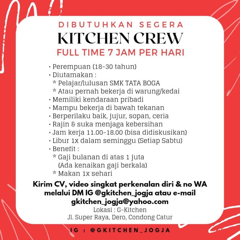 Lowongan Kerja Kitchen Crew Di G Kitchen LokerJogja ID