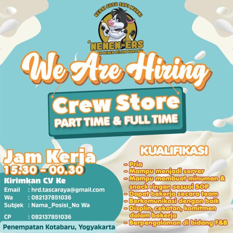 Lowongan Kerja Crew Full Time Pria Crew Part Time Pria Di Kedai