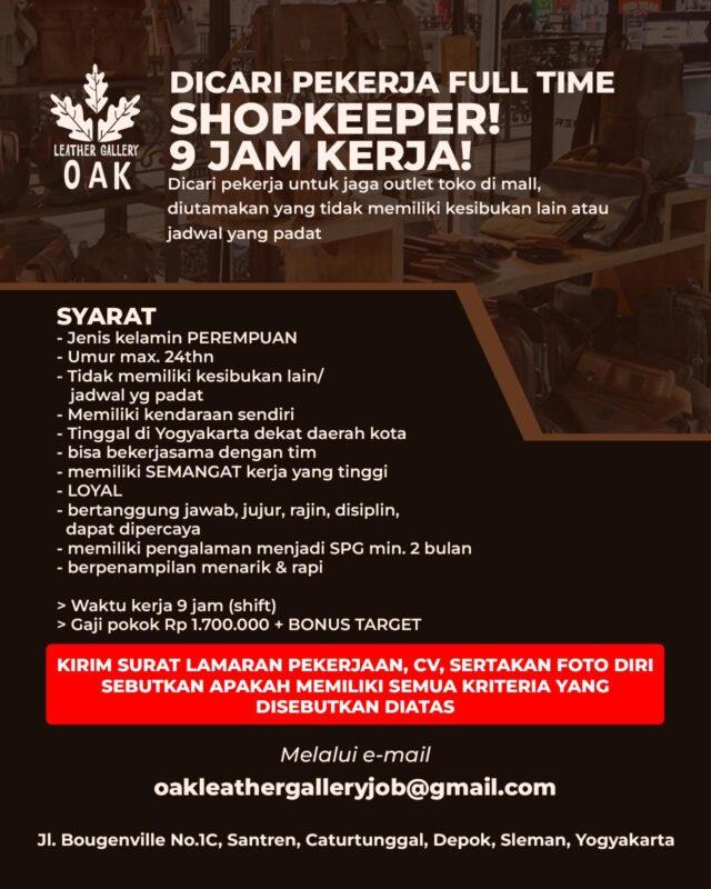 Lowongan Kerja Penjaga Outlet Toko Di Mall Di Oak Leather Gallery