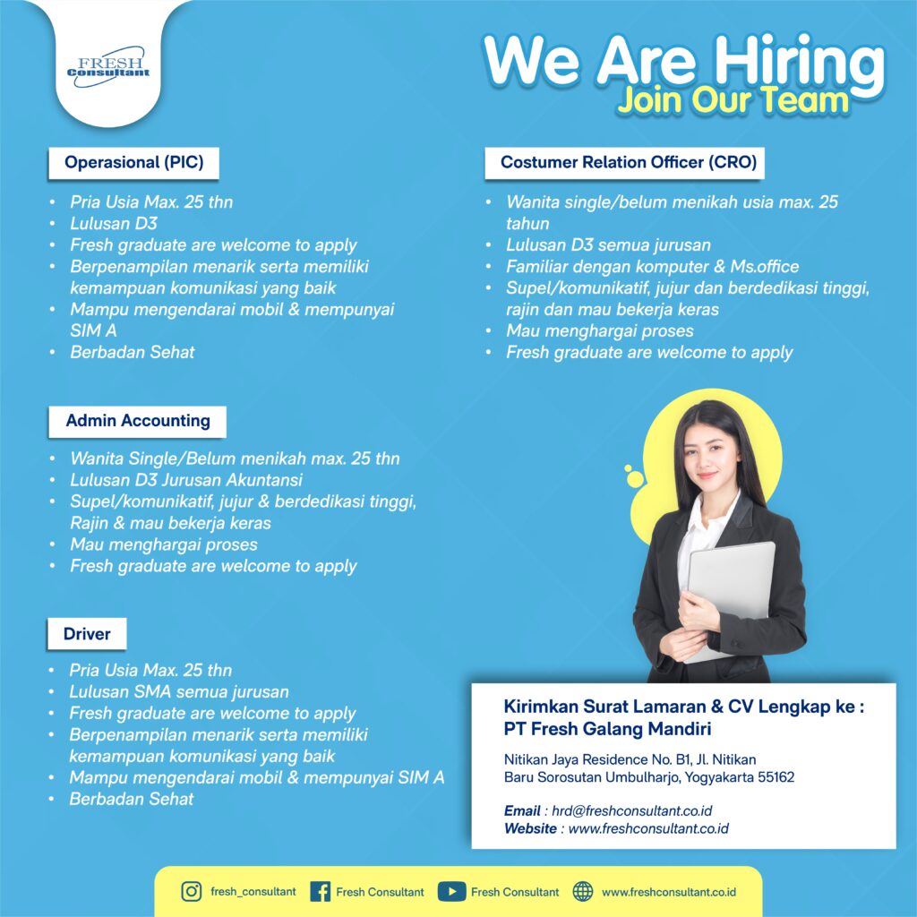 Lowongan Kerja Operasional PIC Admin Accounting Driver Costumer