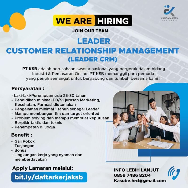 Lowongan Kerja Leader Customer Relationship Management Di Pt Kanca