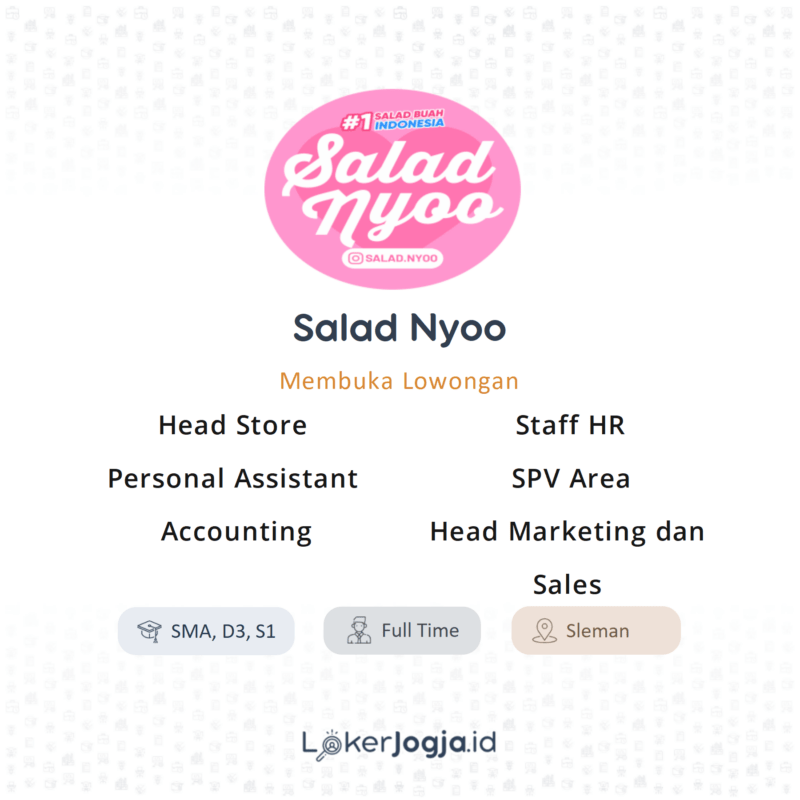 Lowongan Kerja Head Store Personal Assistant Accounting Staff Hr