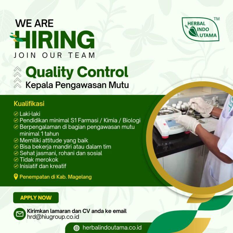 Lowongan Kerja Quality Control Di CV Herbal Indo Utama LokerJogja ID