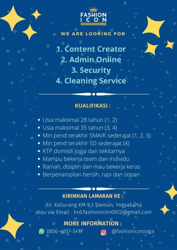 Lowongan Kerja Content Creator Admin Online Security Cleaning