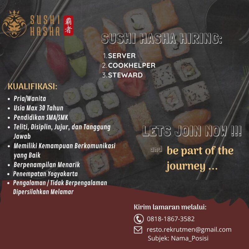 Lowongan Kerja Server Cook Helper Steward Di Sushi Hasha