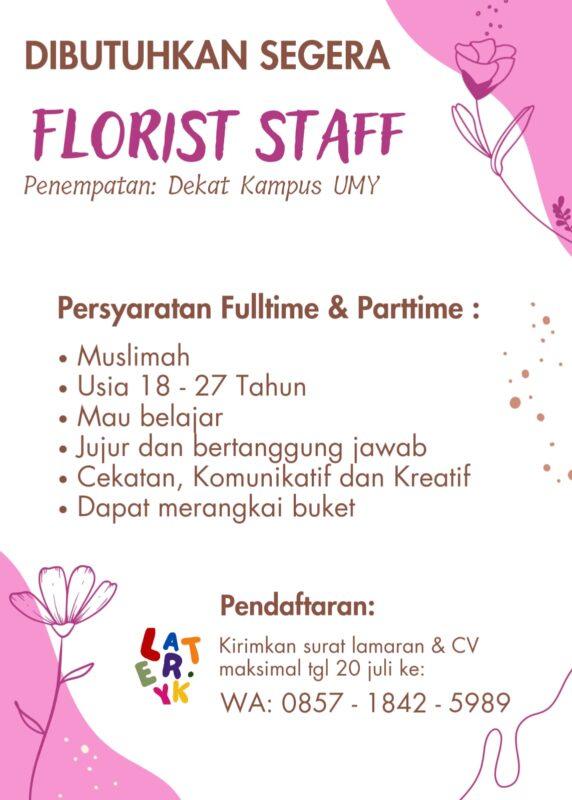 Lowongan Kerja Florist Staff Di Later Yk Lokerjogja Id