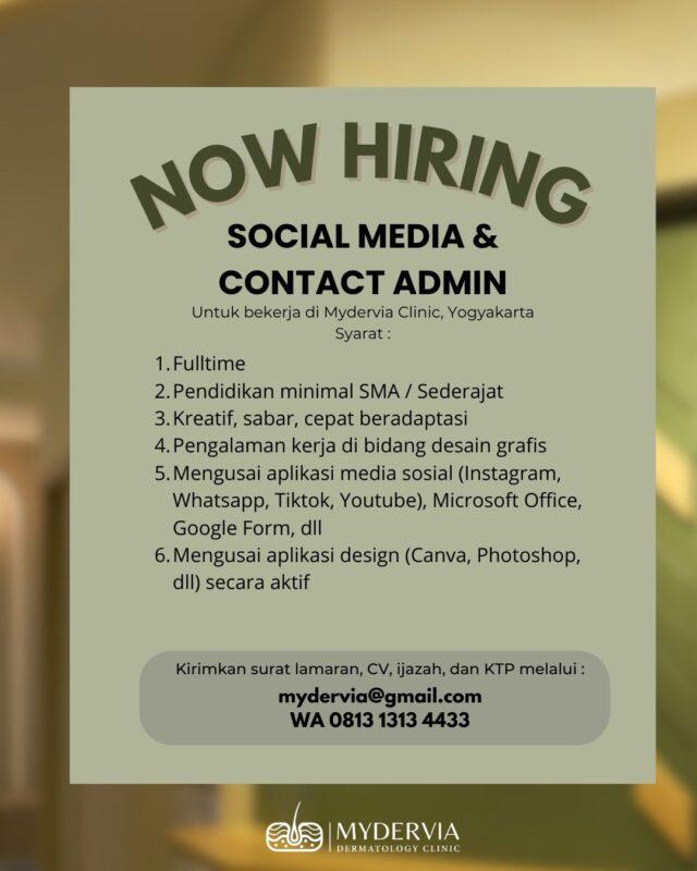 Lowongan Kerja Social Media Contact Admin Di Mydervia Dermatology