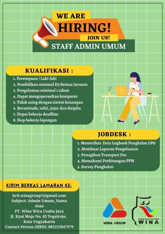 Lowongan Kerja Staff Admin Umum Di Pt Wina Group Lokerjogja Id