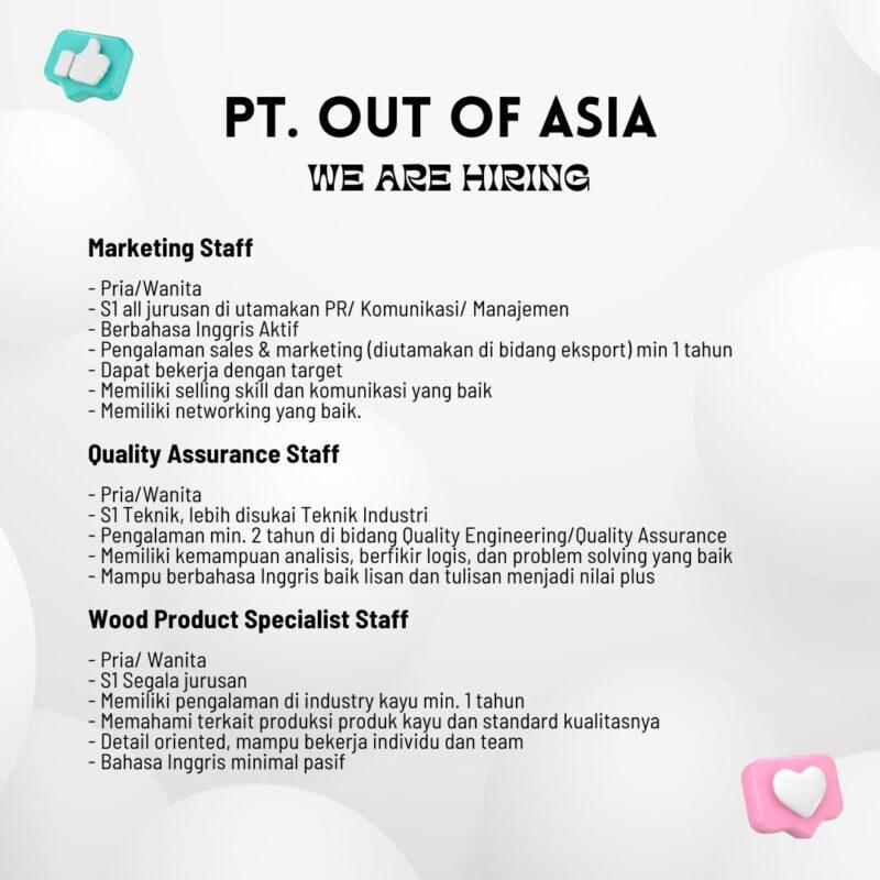 Lowongan Kerja Marketing Staff Quality Assurance Staff Wood Product