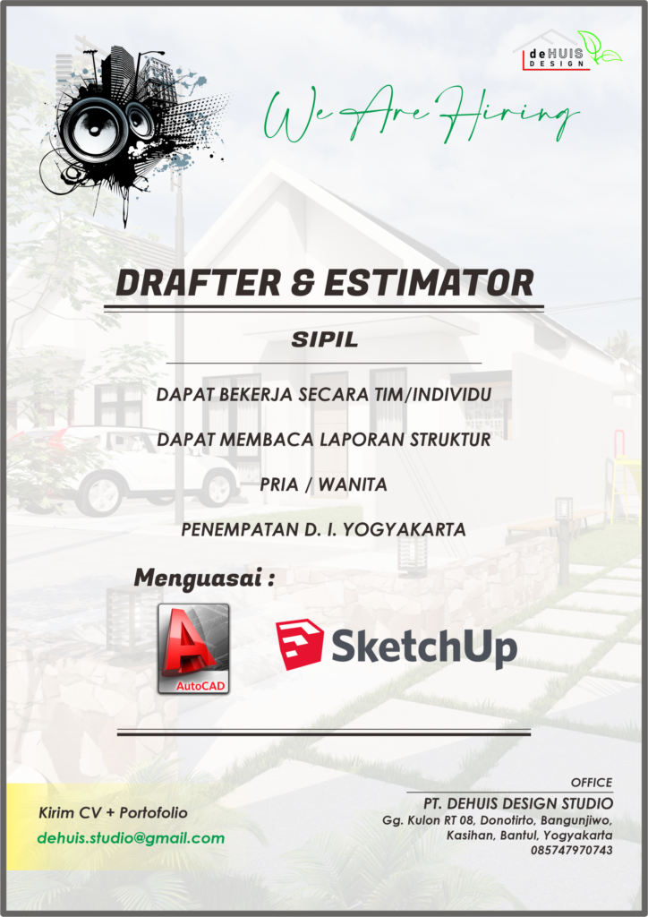 Lowongan Kerja Drafter Sipil Estimator Di PT Dehuis Design Studio