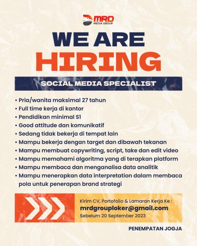 Lowongan Kerja Social Media Specialist Di MRD Media Group LokerJogja ID