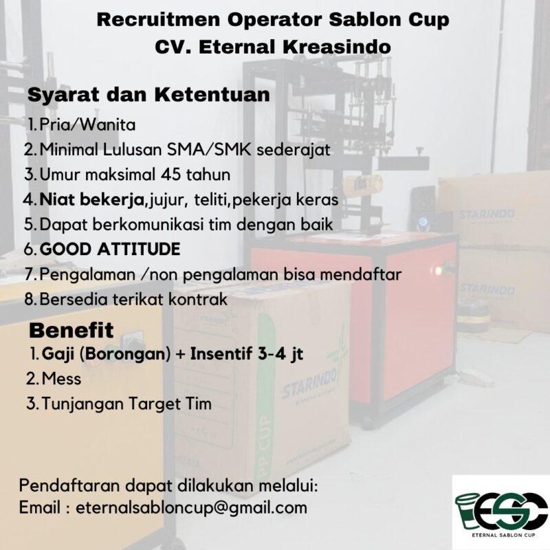 Lowongan Kerja Operator Sablon Di Cv Eternal Kreasindo Lokerjogja Id