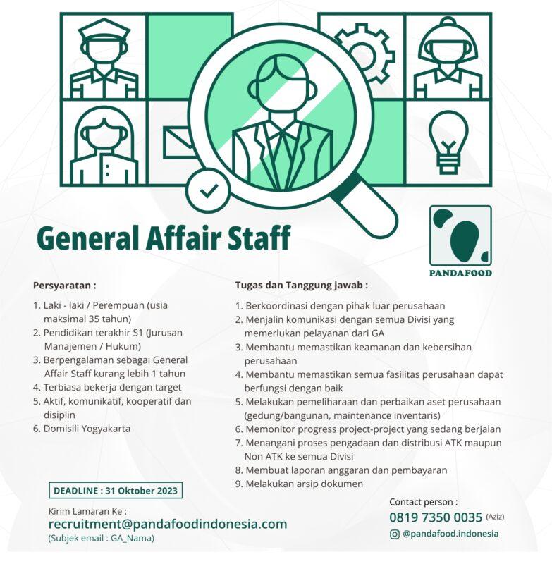 Lowongan Kerja General Affair Staff Personal Assistant Di CV Panda