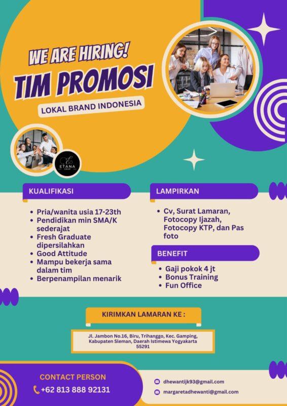 Lowongan Kerja Tim Promosi Di Lokal Brand LokerJogja ID