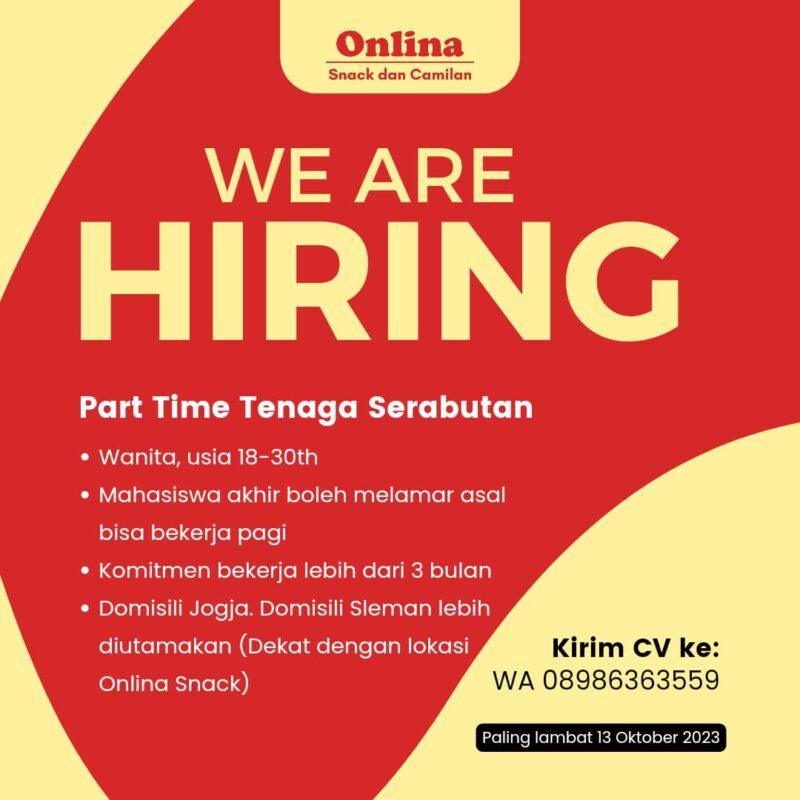 Lowongan Kerja Part Time Tenaga Serabutan Di Onlina Snack Dan Camilan