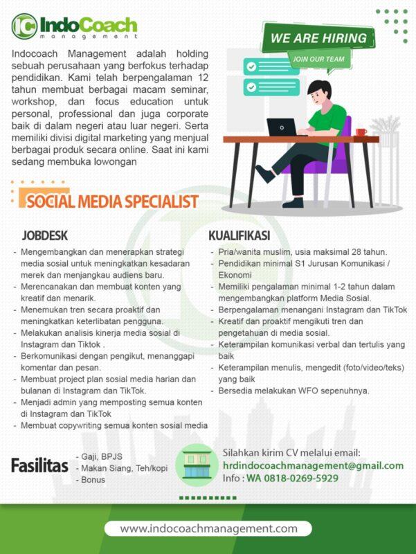 Lowongan Kerja Social Media Specialist Di Pt Edukasi Banjir Rejeki