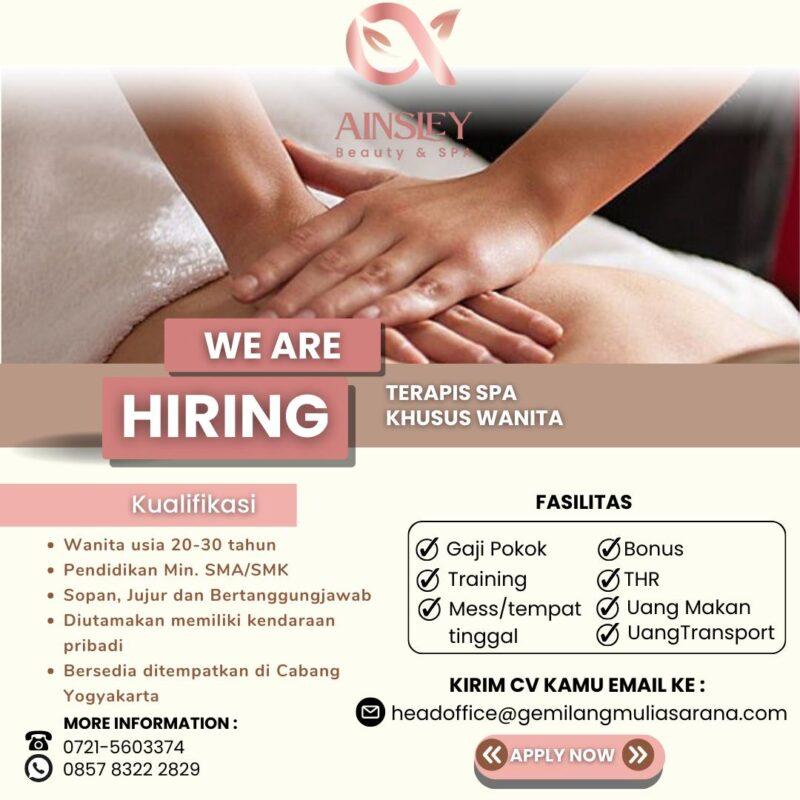 Lowongan Kerja Terapis Spa Di Ainsley Beauty Spa LokerJogja ID