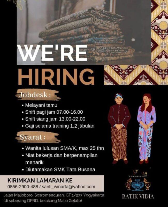 Lowongan Kerja Pramuniaga Di Batik Vidia Lokerjogja Id