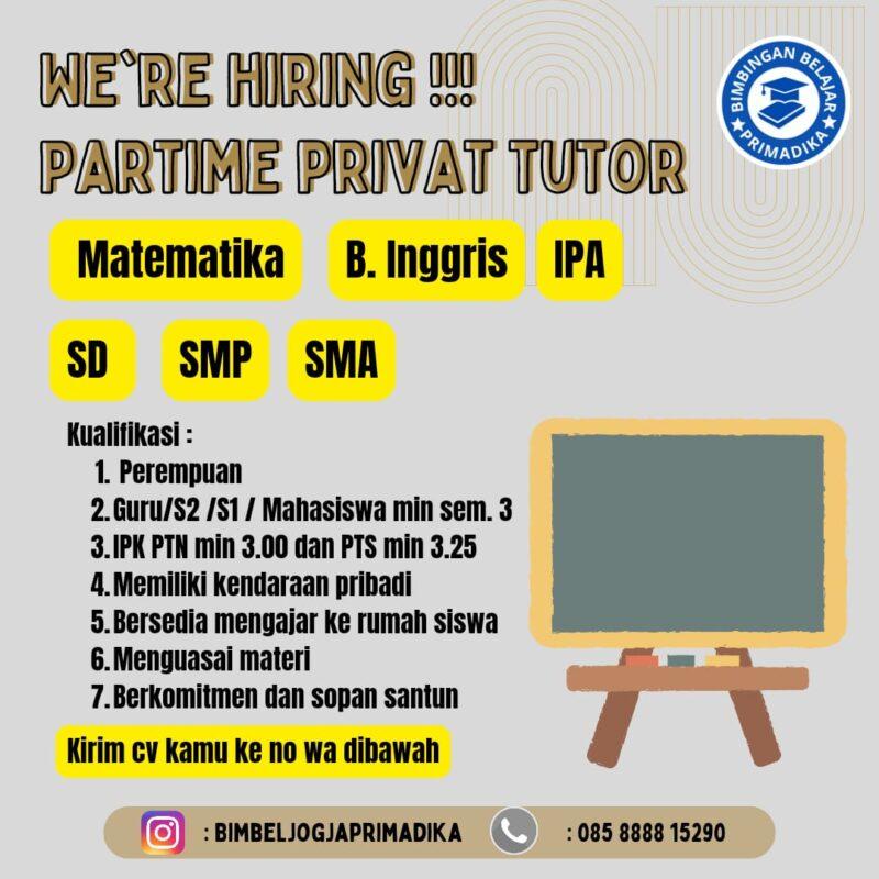 Lowongan Kerja Part Time Private Tutor Di Bimbel Primadika LokerJogja ID