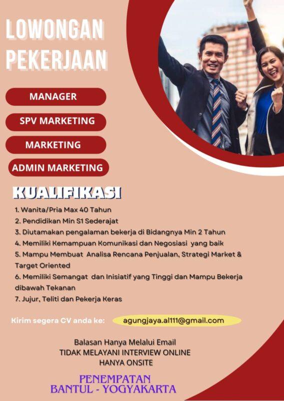 Lowongan Kerja Manager Spv Marketing Marketing Admin Marketing Di