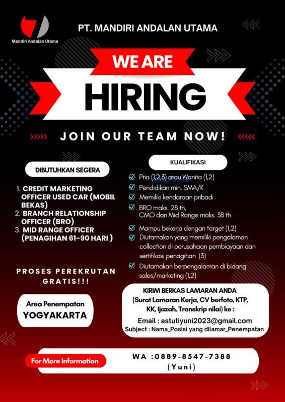 Lowongan Kerja Credit Marketing Officer Used Car Branch Relationship