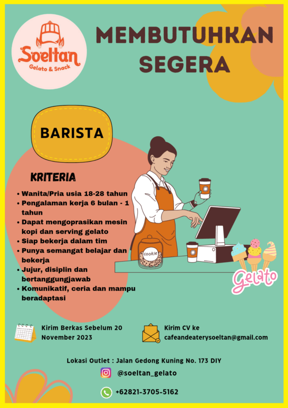 Lowongan Kerja Barista Di Soeltan Gelato Snack Lokerjogja Id