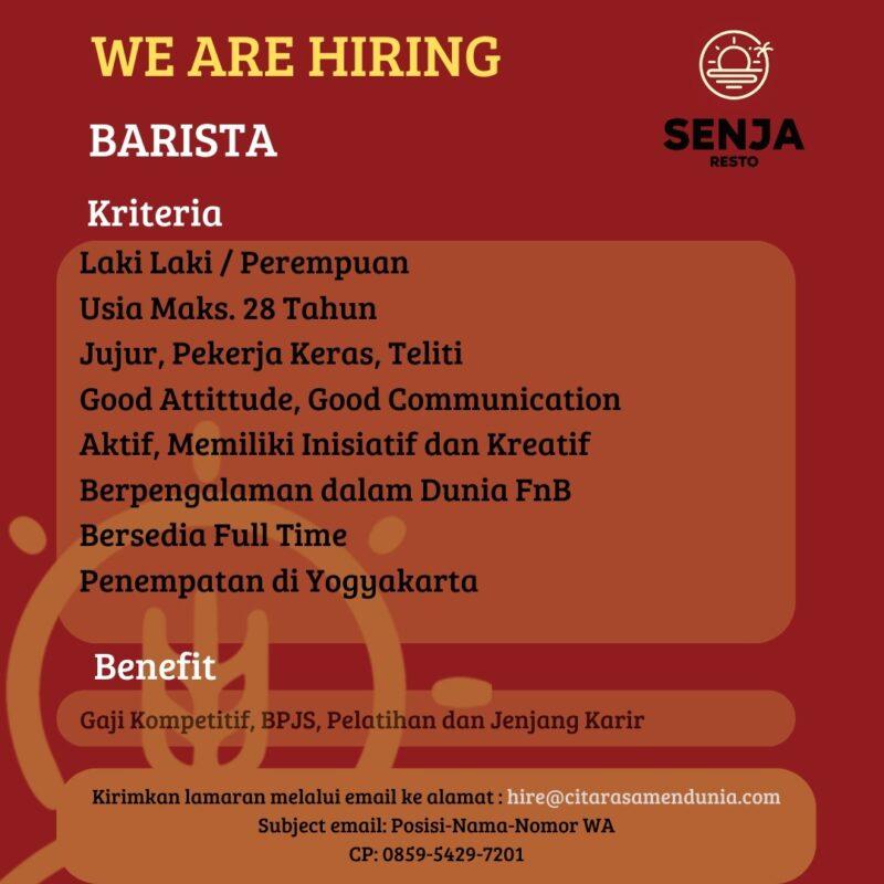 Lowongan Kerja Barista Di Senja Resto LokerJogja ID