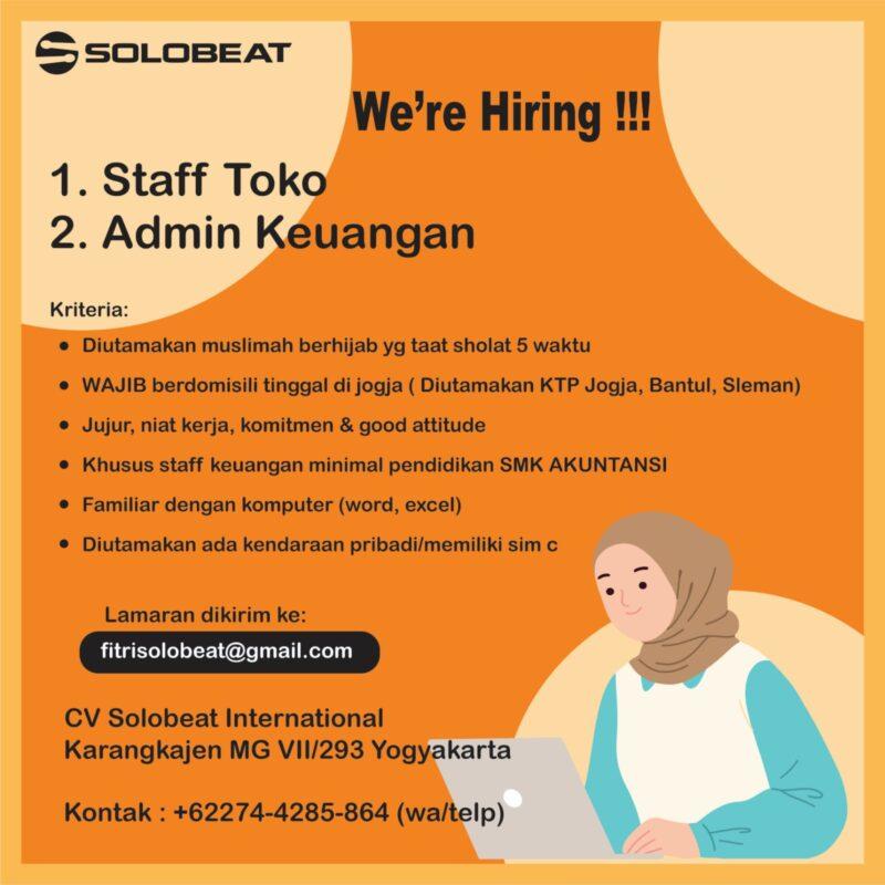 Lowongan Kerja Staff Toko Admin Keuangan Di CV Solobeat